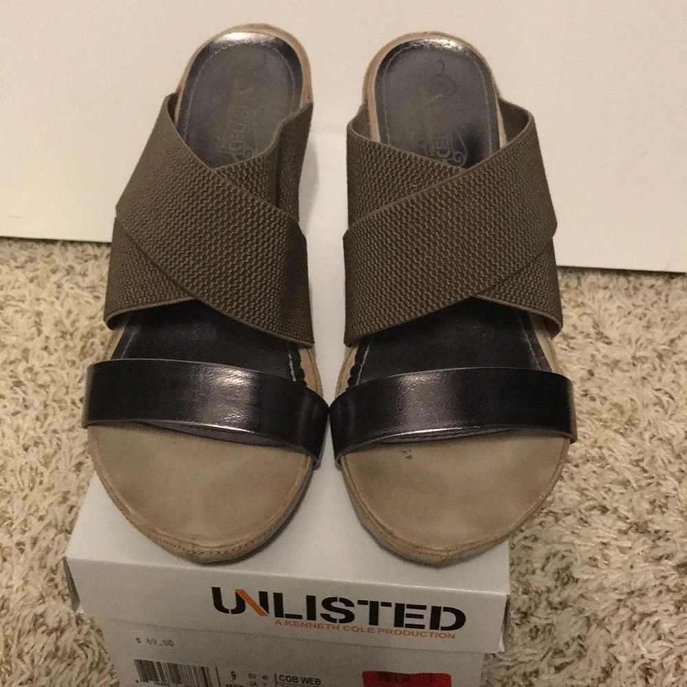 Unlisted Metallic size 9 wedge sandals
